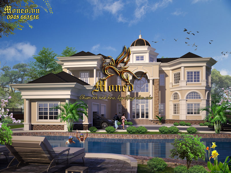 thiết kế mẫu dinh thự đẹp 2 tầng