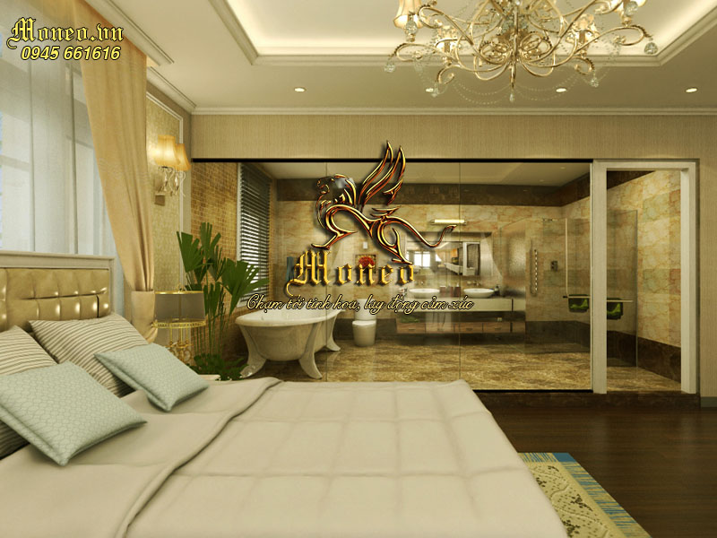 phòng ngủ biệt thự 2 tầng mái thái hiện đại