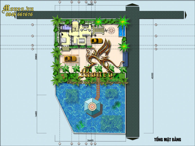 tổng mặt bằng mẫu biệt thự tân cổ điển 3 tầng