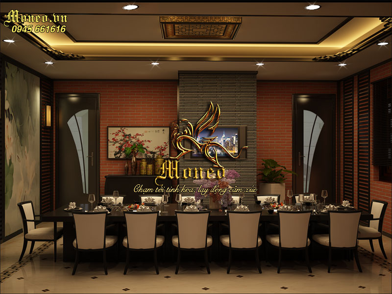 thiết kế nhà hàng 2 tầng sang trọng