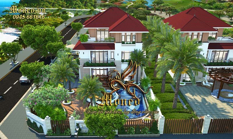 Thiết kế biệt thự 3 tầng 180m2 mái thái đơn giản