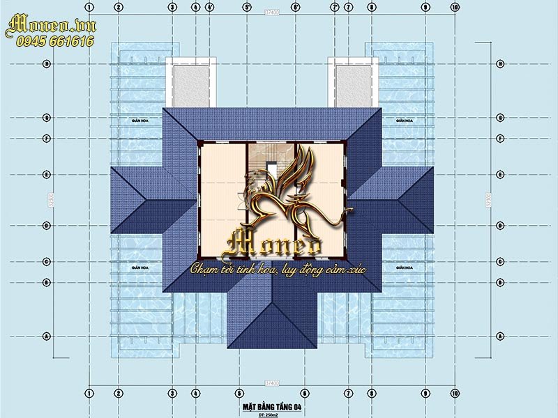 Mẫu biệt thự phong cách địa trung hải - Bản vẽ tầng áp mái