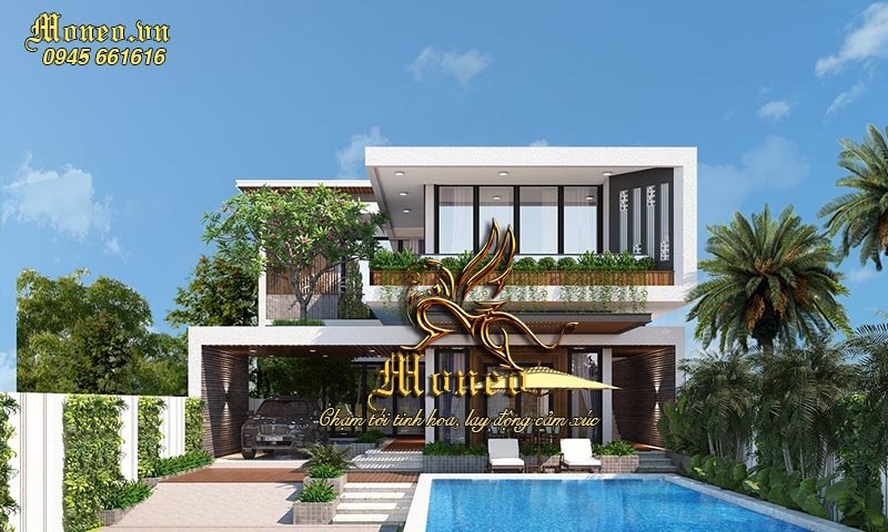 thiết kế biệt thự 2 tầng hiện đại 200m2