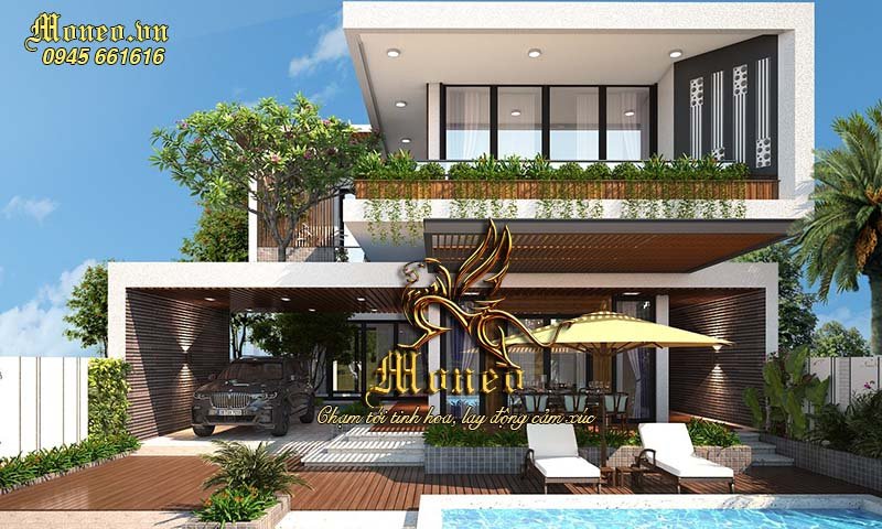 thiết kế biệt thự 2 tầng hiện đại 200m2
