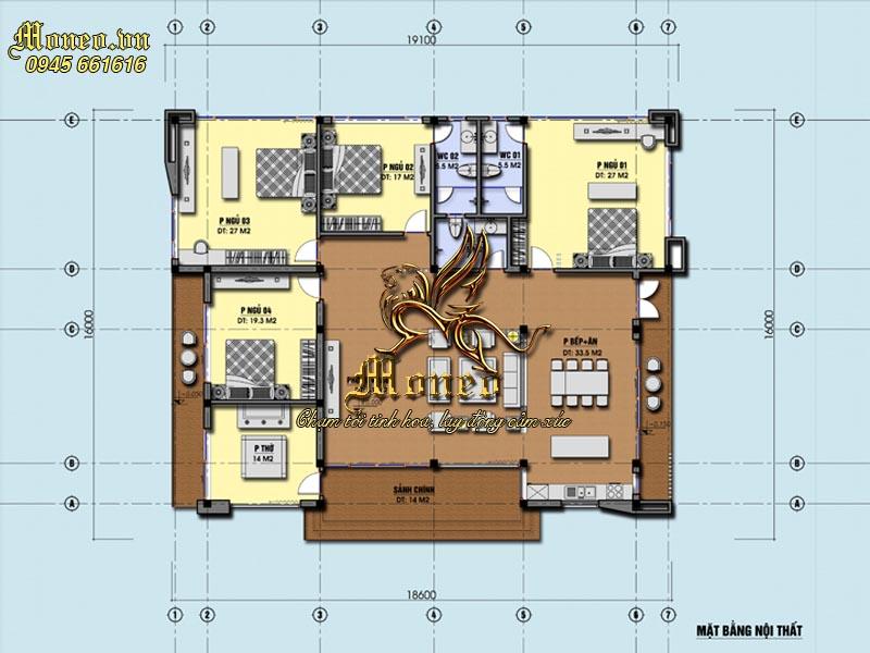 mặt bằng mẫu biệt thự hiện đại 250m2