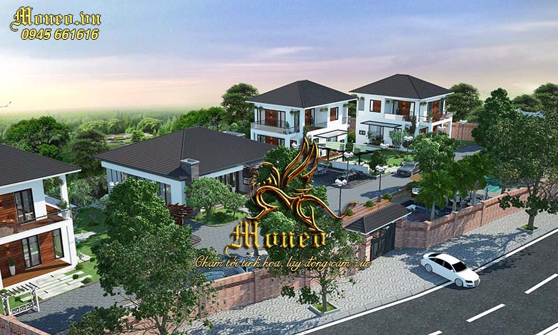 mẫu biệt thự nhà vườn 5 phòng ngủ mái nhật hiện đại