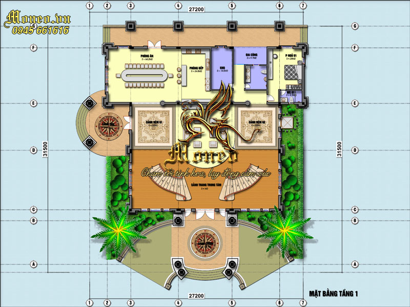 Mặt bằng biệt thự lâu đài trắng