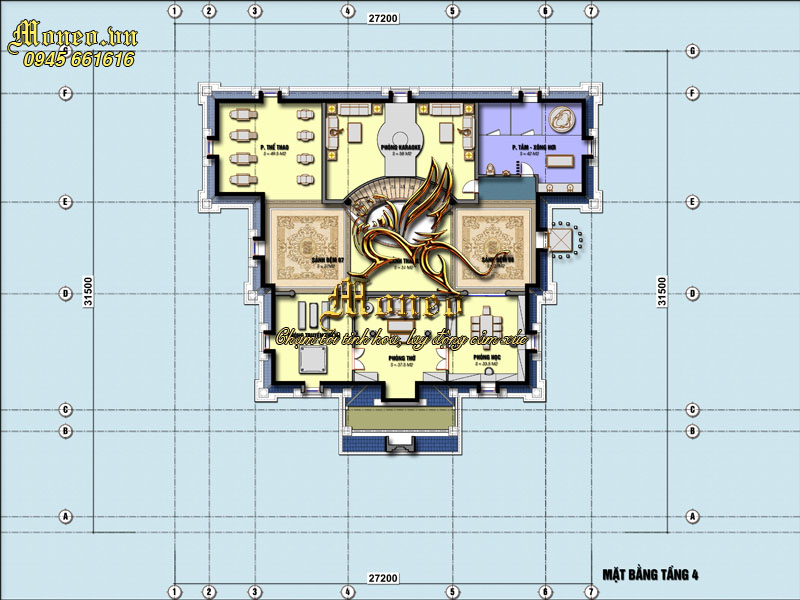 bản vẽ biệt thự lâu đài trắng