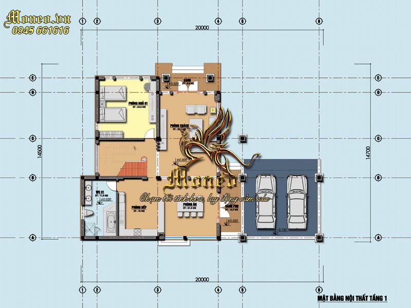 Mặt bằng thiết kế biệt thự 2 tầng 200m2