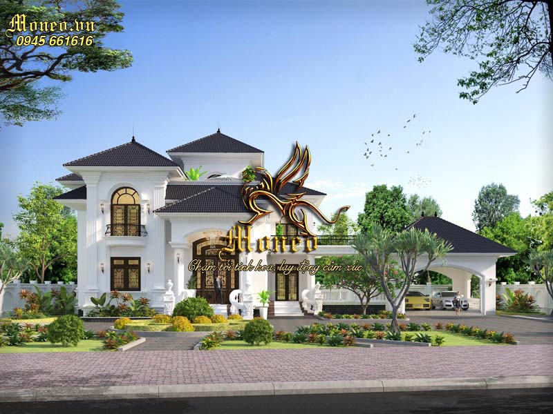 mặt tiền thiết kế biệt thự nhà vườn phong cách châu âu