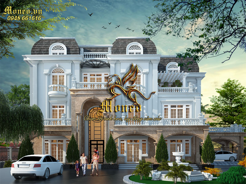 thiết kế mặt tiền lâu đài tân cổ điển đẹp