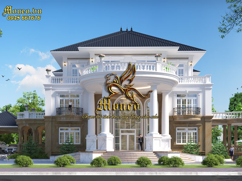 mặt tiền thiết kế biệt thự 3 tầng