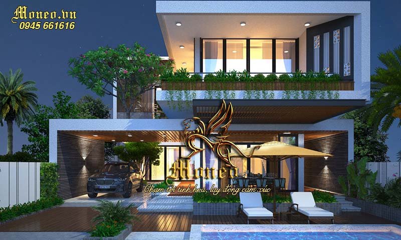 thiết kế biệt thự 2 tầng hiện đại 200m2