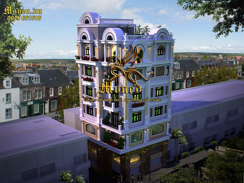 mẫu thiết kế biệt thự phố tân cổ điển 7 tầng đẹp
