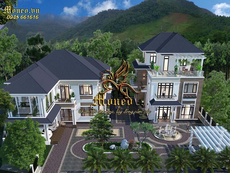 Phối cảnh thiết kế biệt thự 2 tầng 200m2