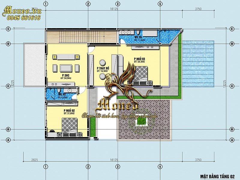 bản vẽ thiết kế biệt thự 2 tầng hiện đại 200m2