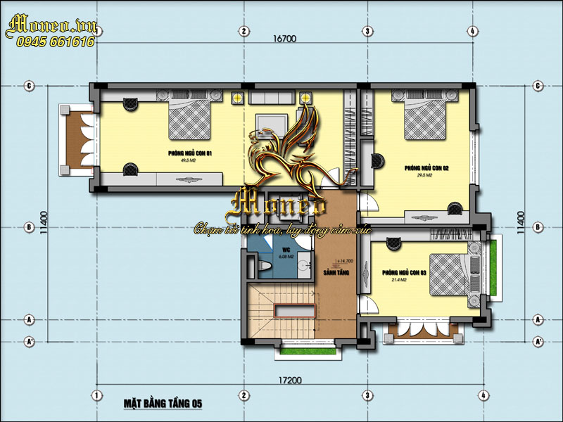 Bản vẽ mặt bằng thiết kế biệt thự phố tân cổ điển đẹp