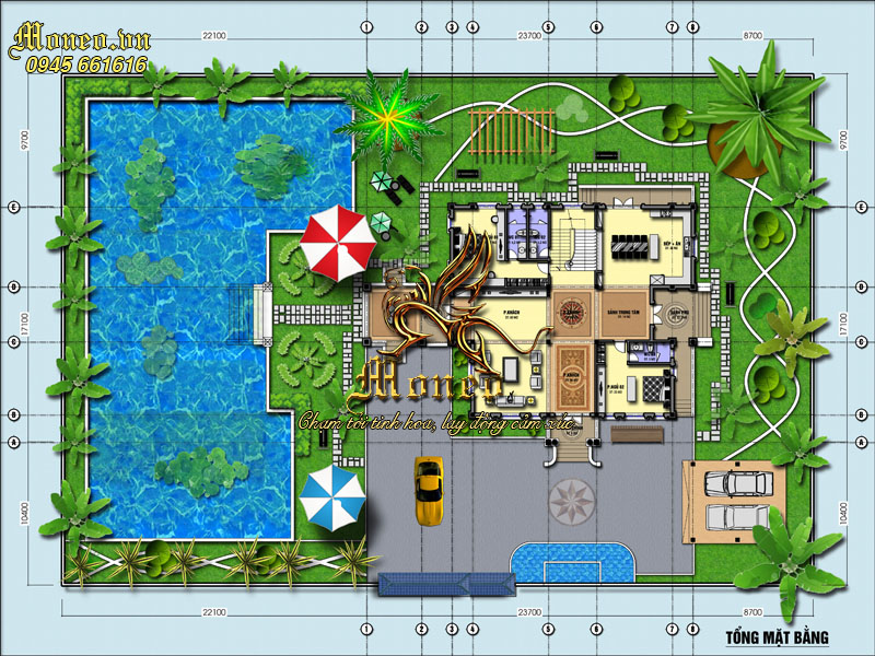 mặt bằng biệt thự mặt tiền 20m