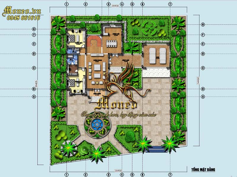 Tổng mặt bằng thiết kế biệt thự nhà vườn phong cách châu âu