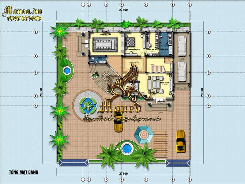 mặt bằng thiết kế nhà 2 tầng mái thái tân cổ điển