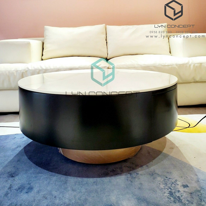 Bàn Sofa Miko Tròn Mặt Đá Trắng Thùng Gỗ MDF Cao Cấp - BT309A.01