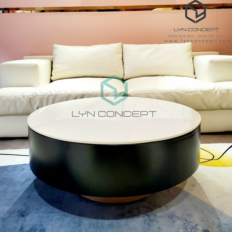 Bàn Sofa Miko Tròn Mặt Đá Trắng Thùng Gỗ MDF Cao Cấp - BT309A.01