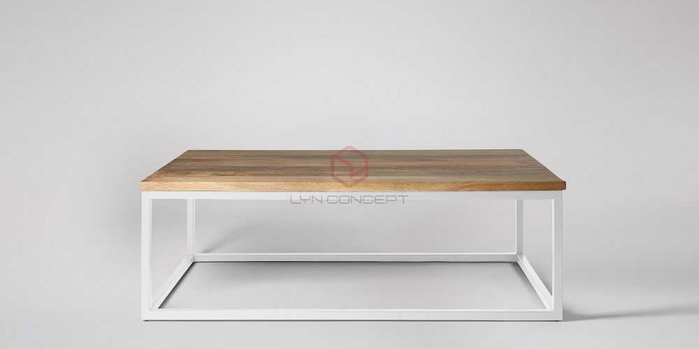 Bàn Trà Mặt Gỗ Chân Sắt Trắng