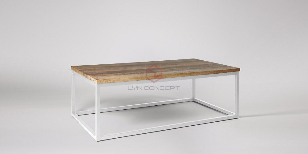 Bàn Trà Mặt Gỗ Chân Sắt Trắng