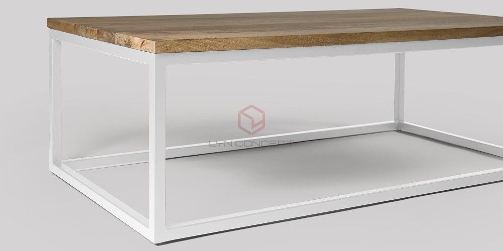 Bàn Trà Mặt Gỗ Chân Sắt Trắng