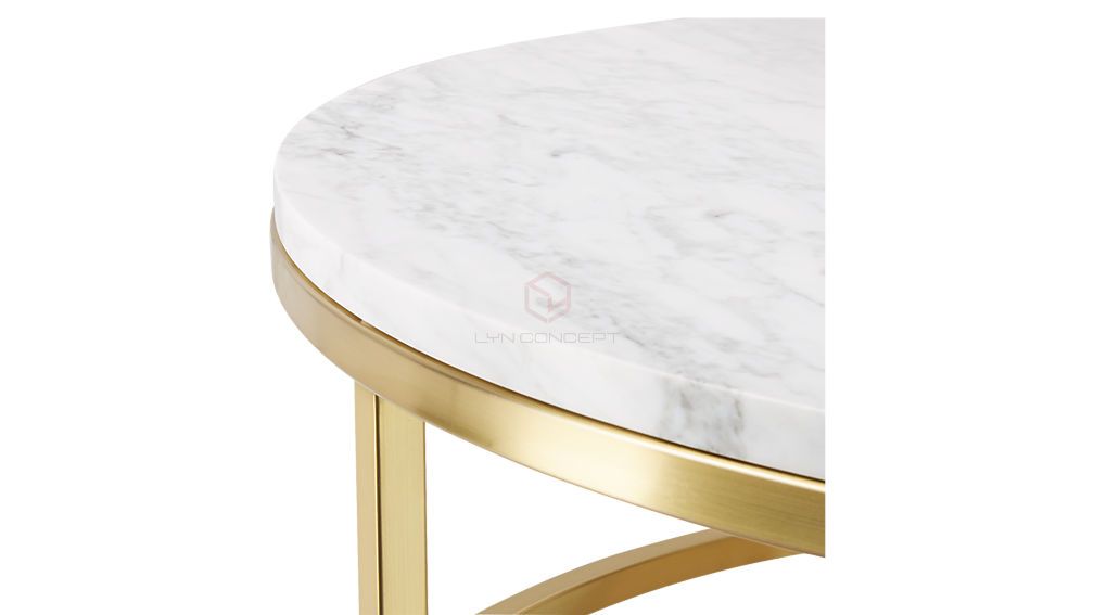 Bàn Trà Tròn Mặt Đá Trắng Chân Inox Mạ Vàng Hiện Đại - BT53A