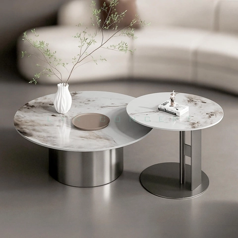 Bàn Sofa Tròn Đôi Mặt Đá – Giá Sale