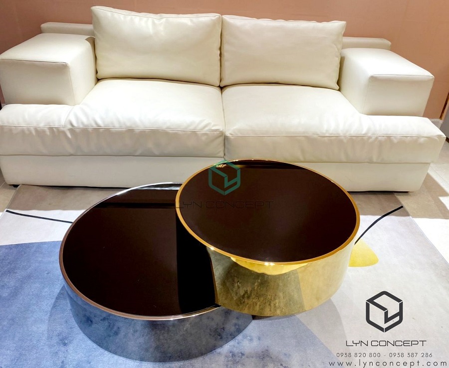 Bàn Trà Xoay Tròn 2 Tầng Inox Mạ Pvd Cao Cấp - BT32D