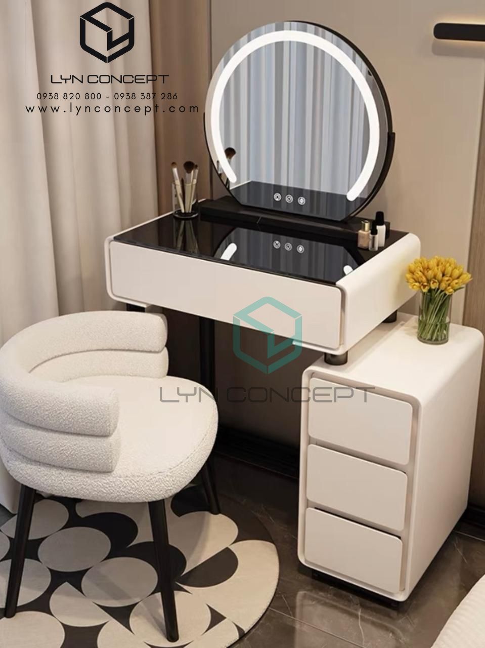 Bộ Bàn Trang Điểm Mini Nhập Khẩu Bọc Da - BTĐ56.4