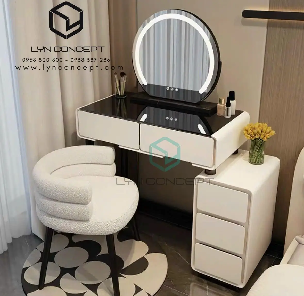 Bộ Bàn Trang Điểm Nhập Khẩu Bọc Da - BTĐ56.5