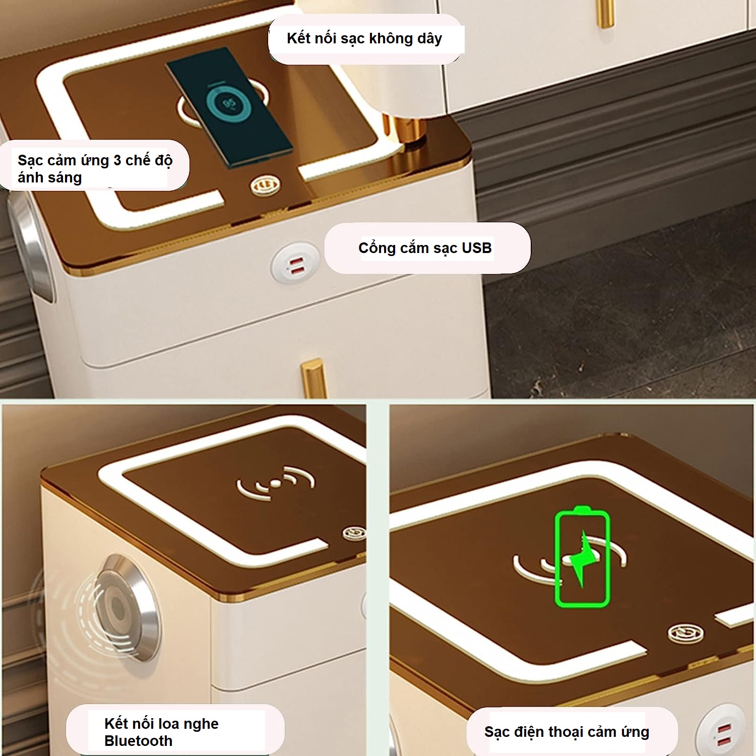 Bộ Bàn Trang Điểm Nhập Khẩu Thông Minh Có Sạc Không Dây & Loa Bluetooth - BTĐ44.6