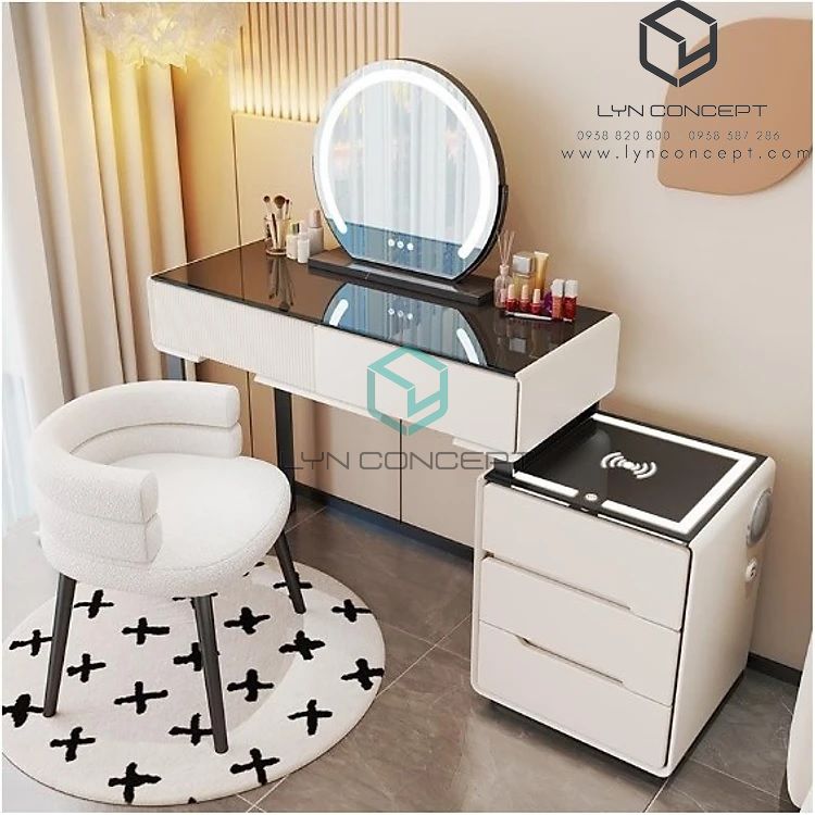 Bộ Bàn Trang Điểm Nhập Khẩu Thông Minh Có Sạc Không Dây & Loa Bluetooth  - BTĐ56.1