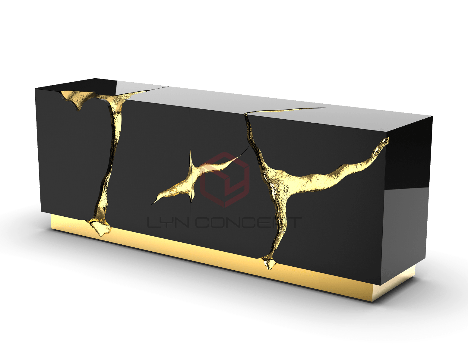 Tủ Console Màu Đen Kết Hợp Inox Xi Mạ Màu Vàng Hiện Đại Cao Cấp - BTT13B