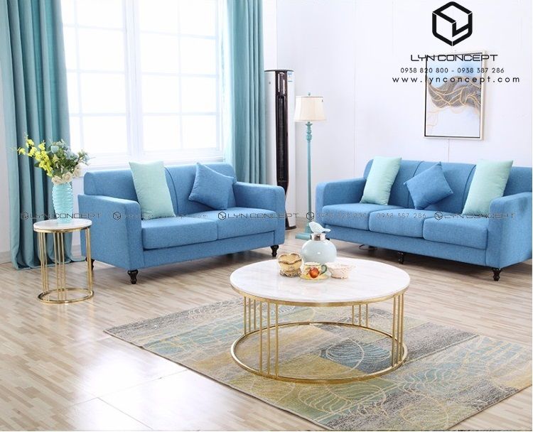 Bàn Trà Bàn Sofa Tròn Mặt Đá Chân Inox Mạ Vàng Hiện Đại - BT03