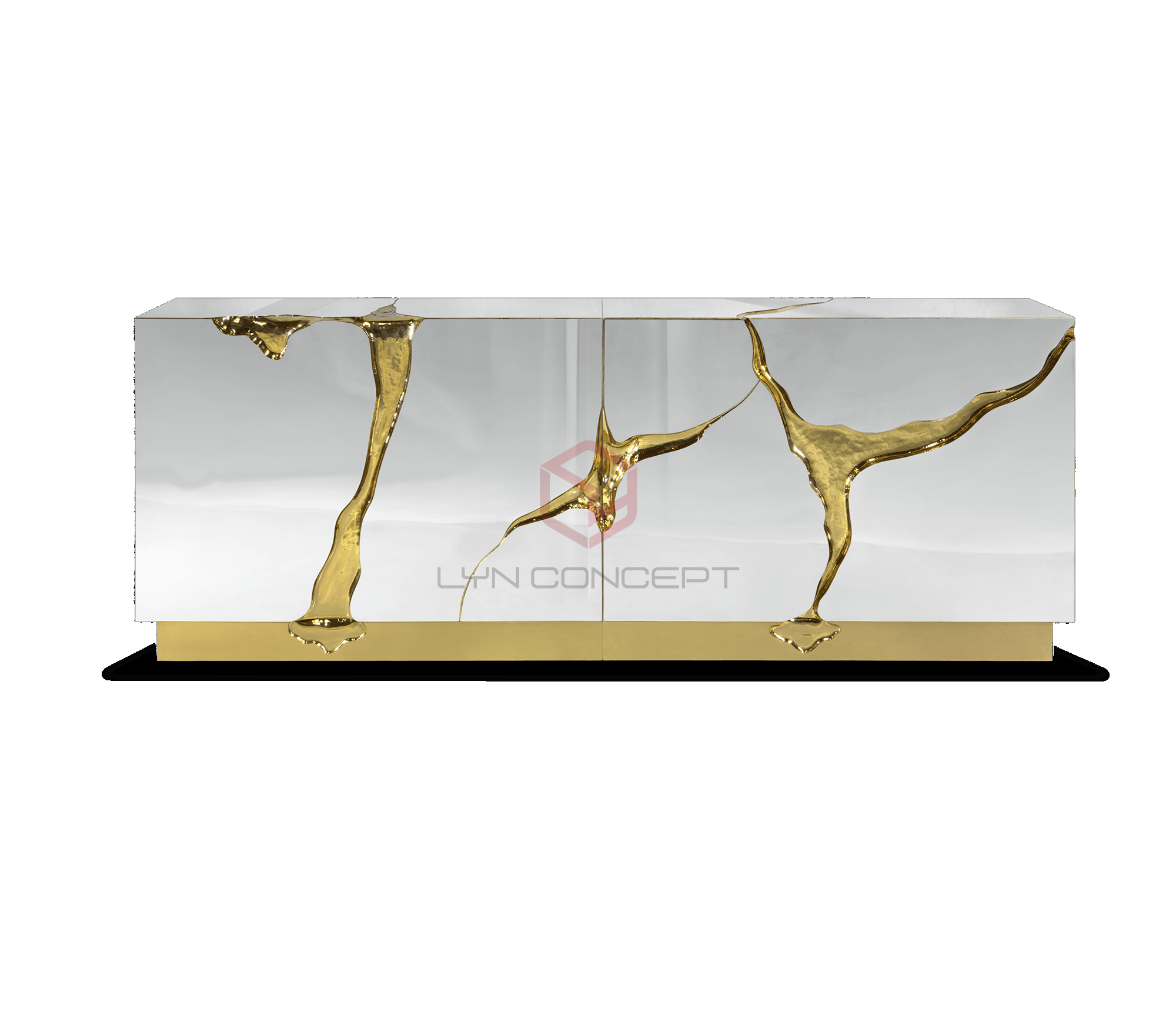 Tủ Console Màu Trắng Kết Hợp Inox Xi Mạ Màu Vàng Hiện Đại Cao Cấp - BTT13A