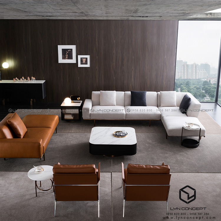 Bàn Sofa Keito Vuông Mặt Đá Trắng Thùng Gỗ MDF Cao Cấp - Bàn Sofa Giảm Giá