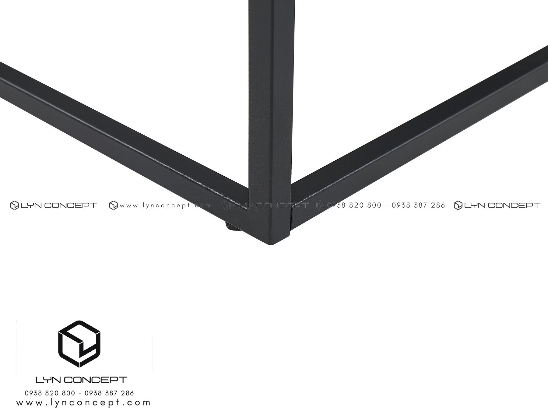 Bàn Trà Chữ Nhật Mặt Đá Đen Chân Sắt Sơn Đen