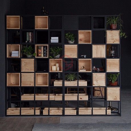 Kệ Trang Trí Khung Sắt Hộp Gỗ - KTT14