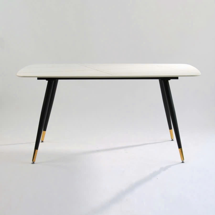 Bàn Ăn Mặt Đá Trắng Chân Sắt - BATC