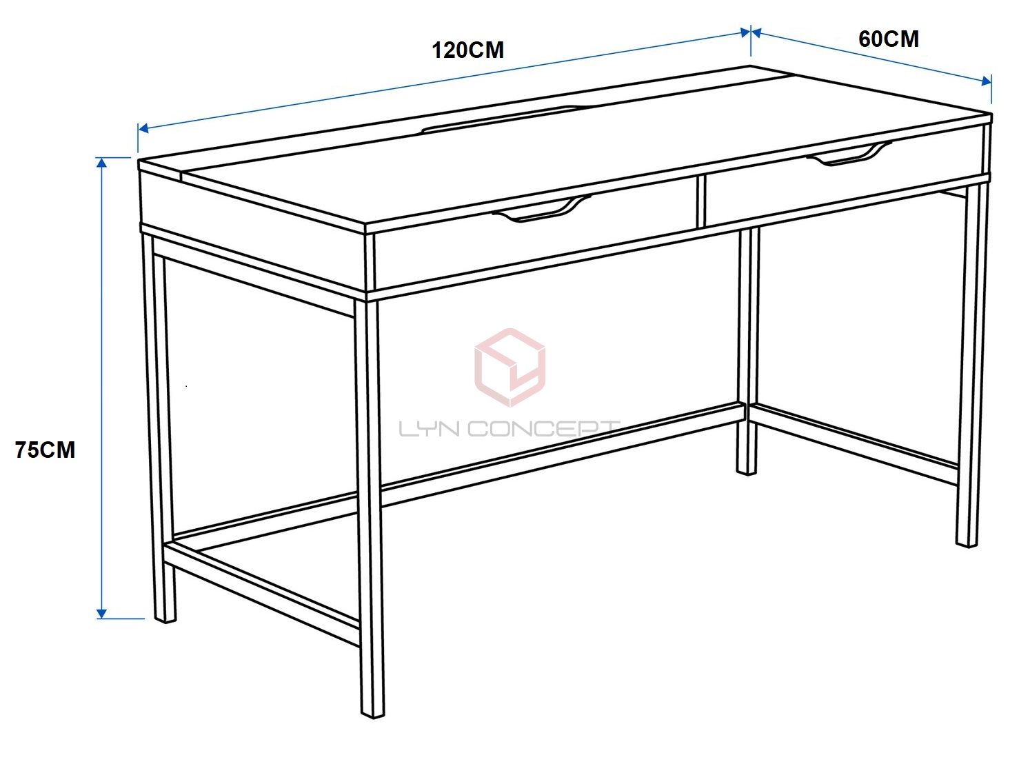 Bàn Làm Việc Mặt Gỗ Trắng, Chân Sắt Tối Giản