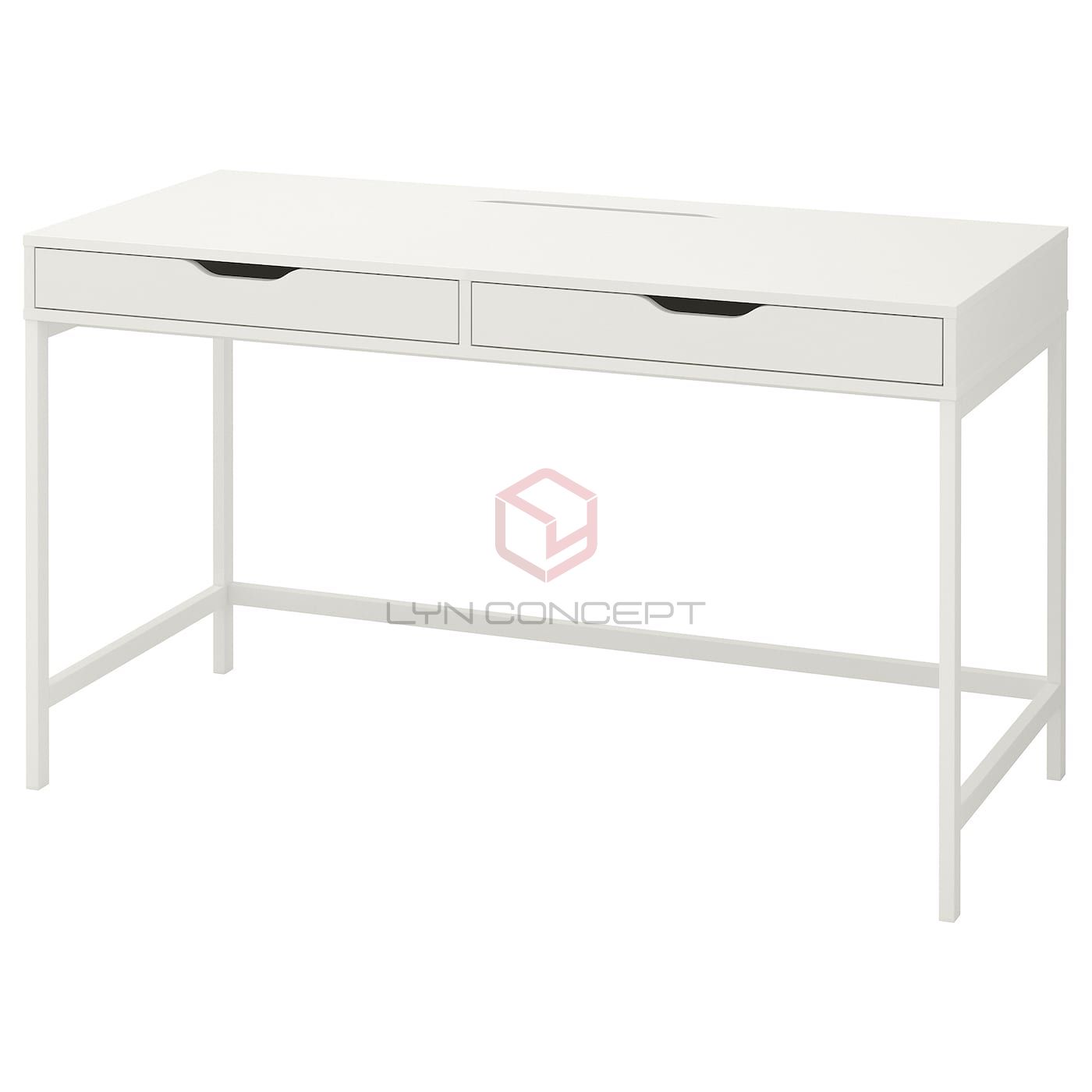 Bàn Làm Việc Mặt Gỗ Trắng, Chân Sắt Tối Giản