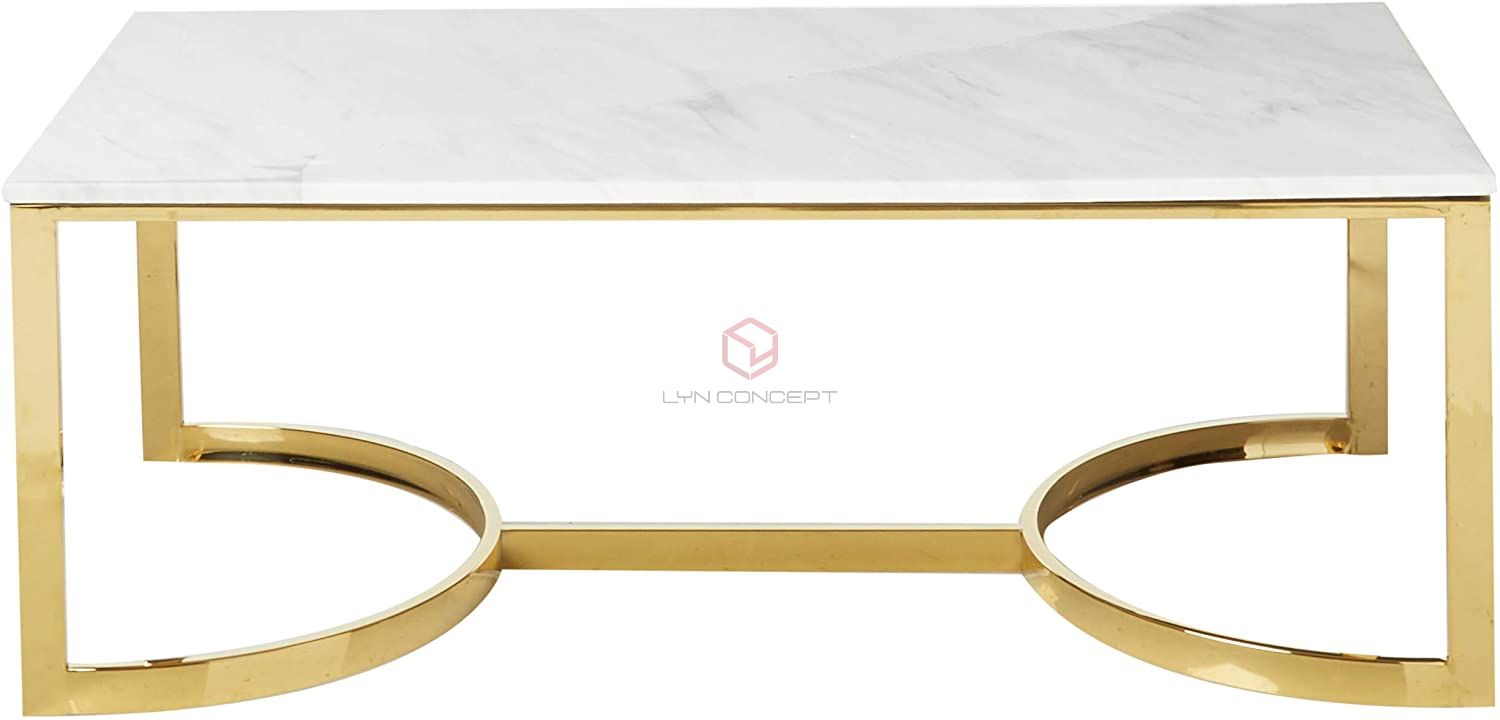 Bàn Trà Sofa Chữ Nhật Mặt Đá Chân Inox Mạ Vàng Cao Cấp - BT10A