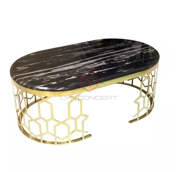 Bàn Trà Sofa Manfred Mặt Đá Đen Chân Cnc Inox Mạ Pvd - BT20B