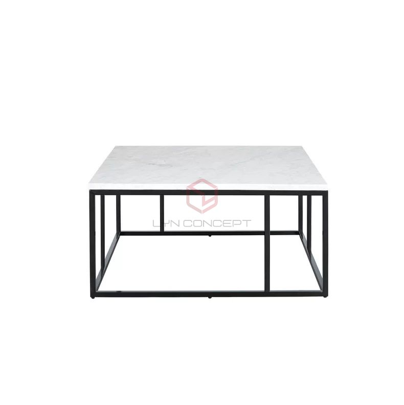 Bàn Trà Vuông Mặt Đá Chân Sắt Sơn Đen