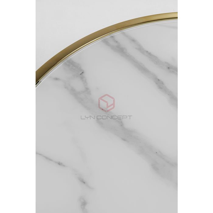 Bàn Trà Tròn Mặt Đá Chân Inox Chéo Xi Vàng- BT13E