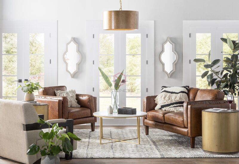 Bàn Trà Tròn D75 Mặt Đá Trắng Chân Sắt Chữ Thập Sơn Vàng